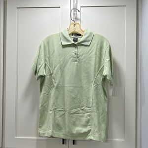 Vintage Hartwell Mint Green Polo Shirt decorative stitching and split hem. NOS